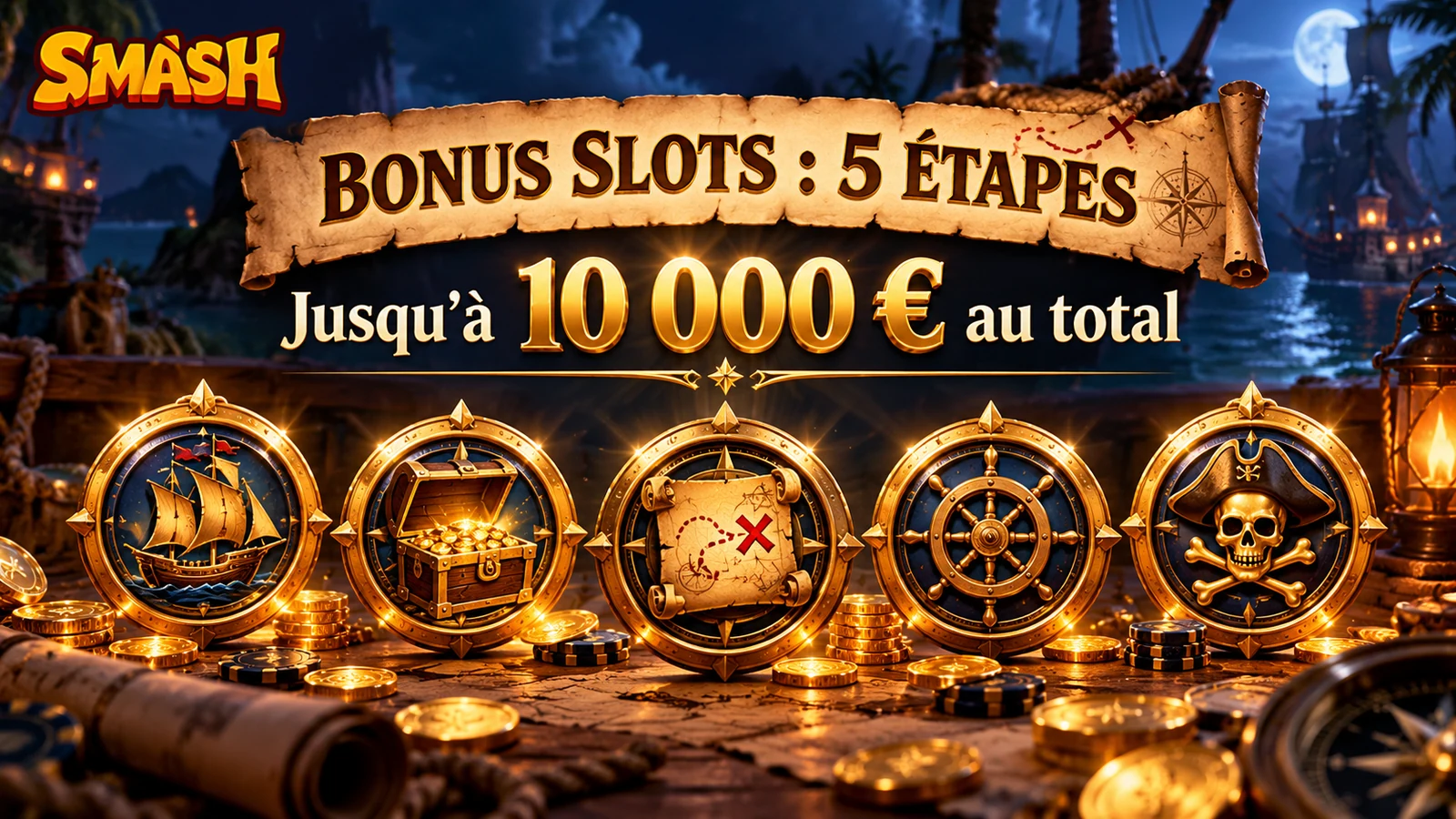 Bonus slots Smash : cinq étapes jusqu’à 10 000 € au total